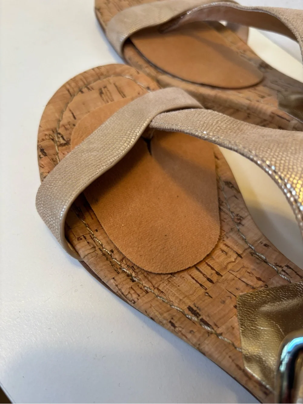 Donald J. Pliner Gold Metallic Wedge Thong Sandals - Picture 9 of 10